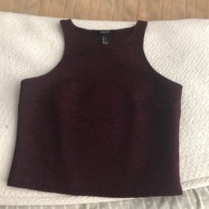 Forever 21 sleeveless fitted maroon crop top